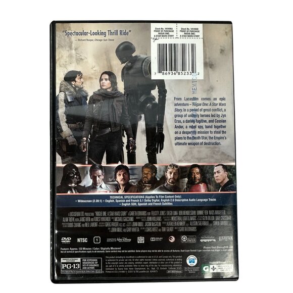Rogue One A Star Wars Story DVD 2017 PG13 Felicity Jones Lucasfilm Widescreen - Picture 2 of 7